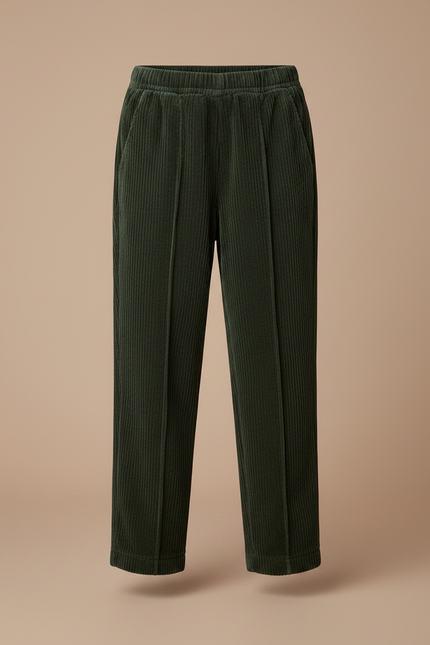 Pantalon Velours Vert Côtelé Ample Élastique Enfant - Cordé - vue 3