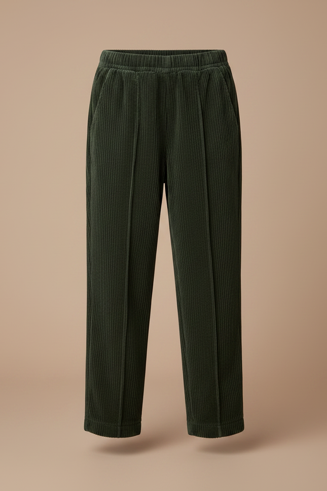 Pantalon Velours Vert Côtelé Ample Élastique Enfant - Cordé - vue 3