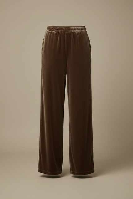 Pantalon Velours Marron Large Décontracté Femme Élégant - vue 3