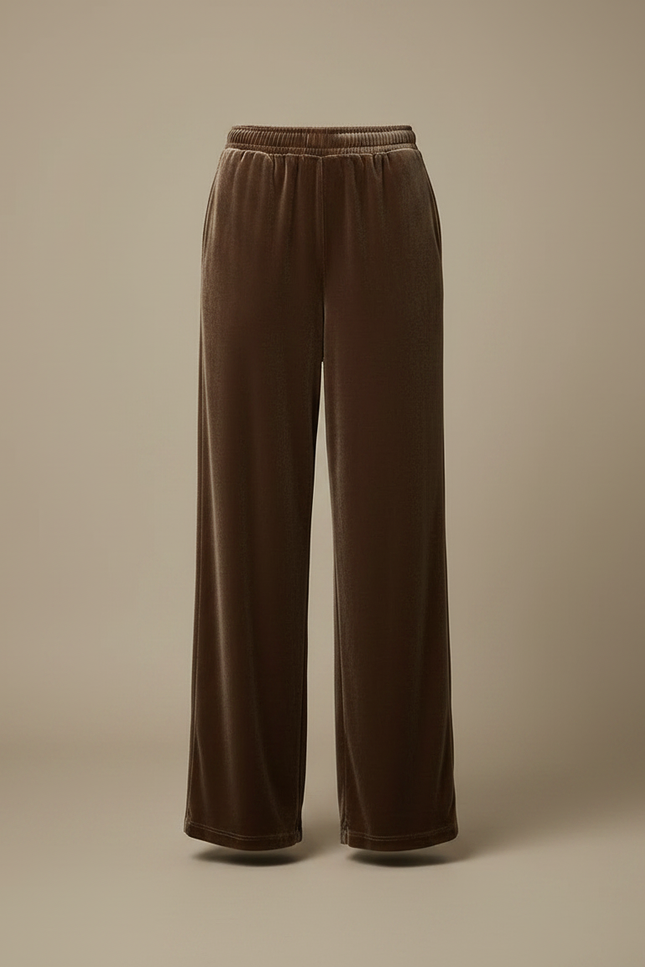 Pantalon Velours Marron Large Décontracté Femme Élégant - vue 3