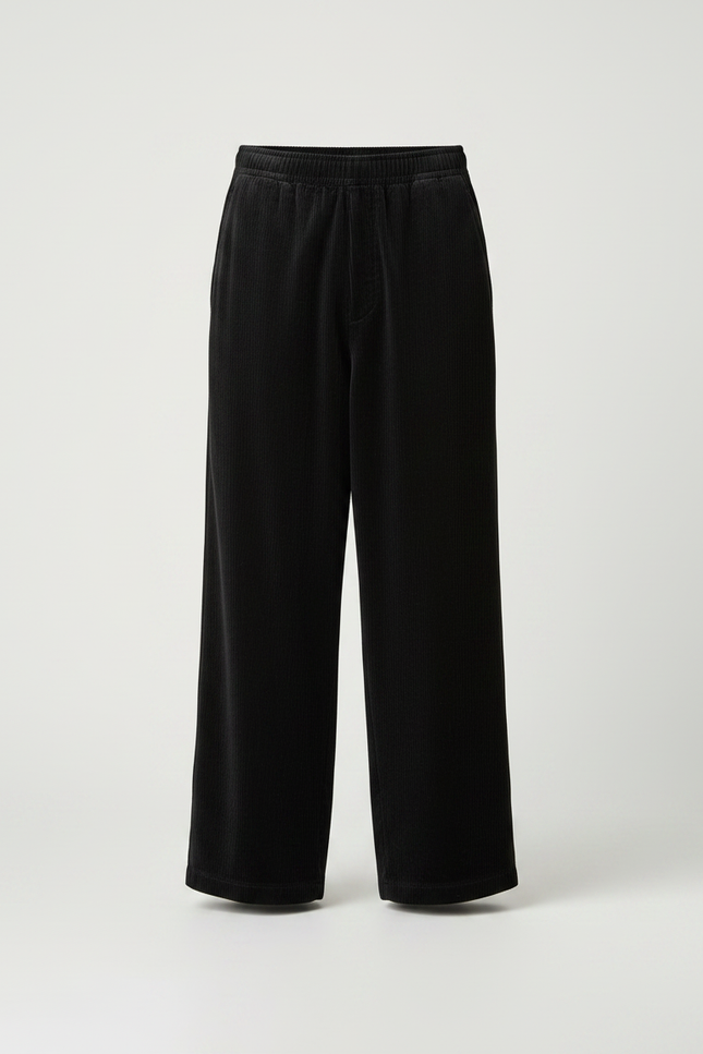 Pantalon Velours Noir Côtelé Ample Élastique Homme - Cordé - vue 3