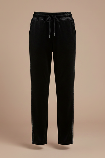 Pantalon Velours Noir Coupe Droite Cordon Décontracté - vue 3