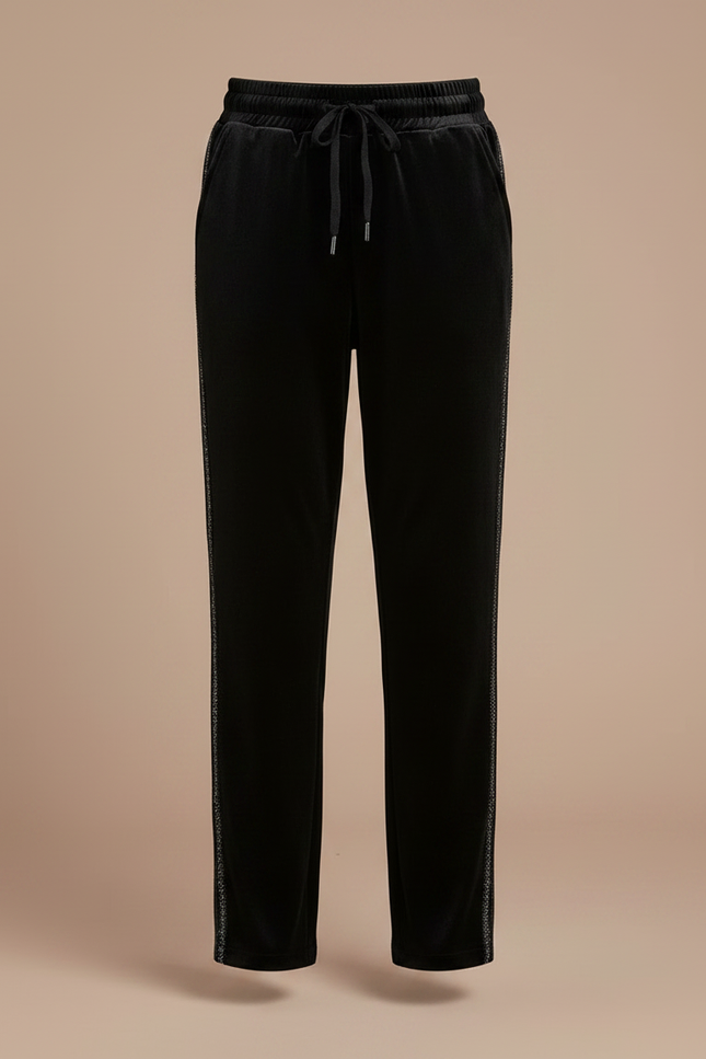 Pantalon Velours Noir Coupe Droite Cordon Décontracté - vue 3