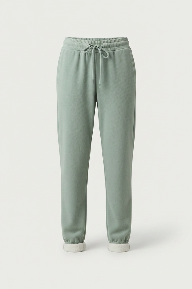 Pantalon Velours Vert Ample Molletonné Confortable Femme - vue 3