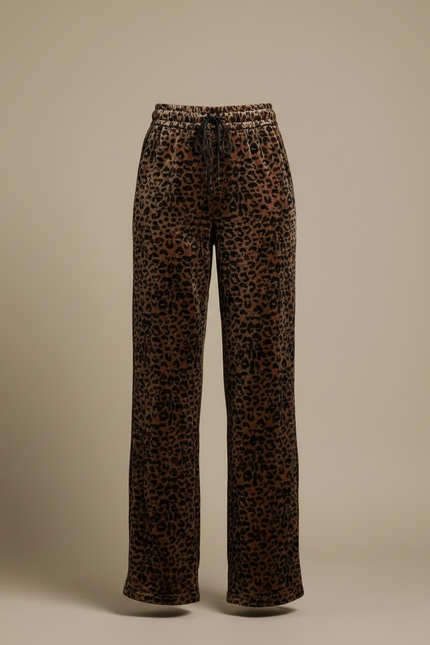 Pantalon Velours Léopard Ample Taille Haute Femme - Imprimé - vue 3