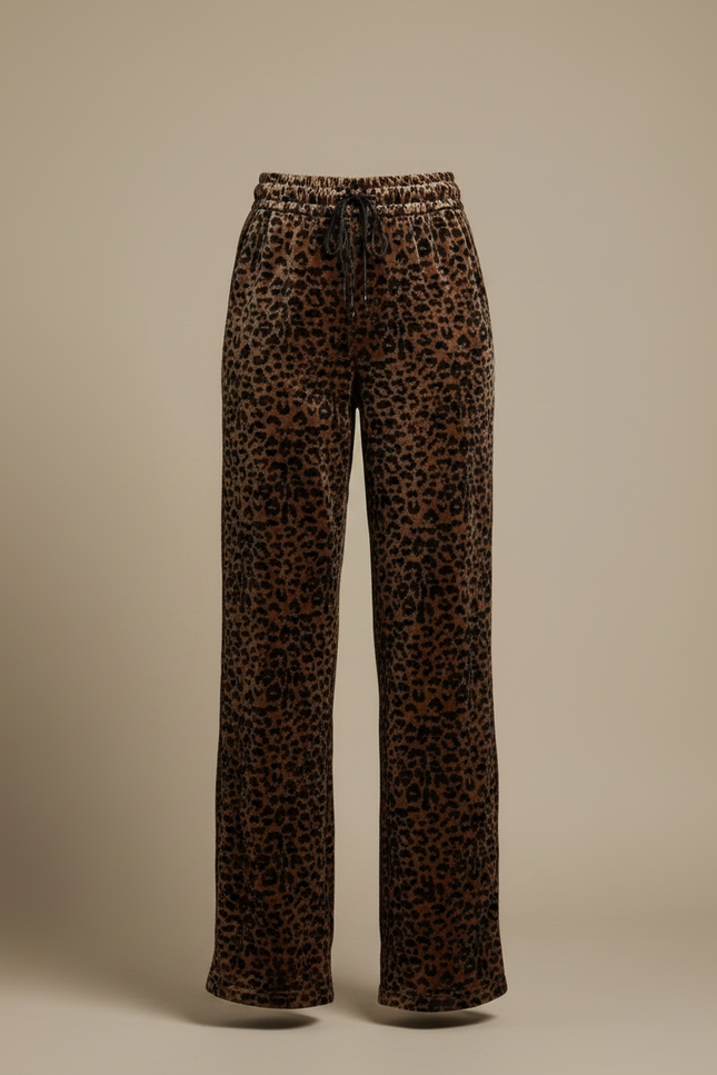 Pantalon Velours Léopard Ample Taille Haute Femme - Imprimé - vue 3