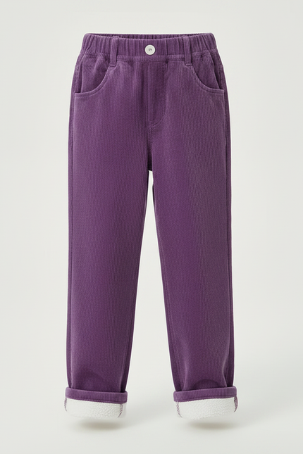 Pantalon Velours Violet Ample Côtelé Doublé Enfant - vue 3