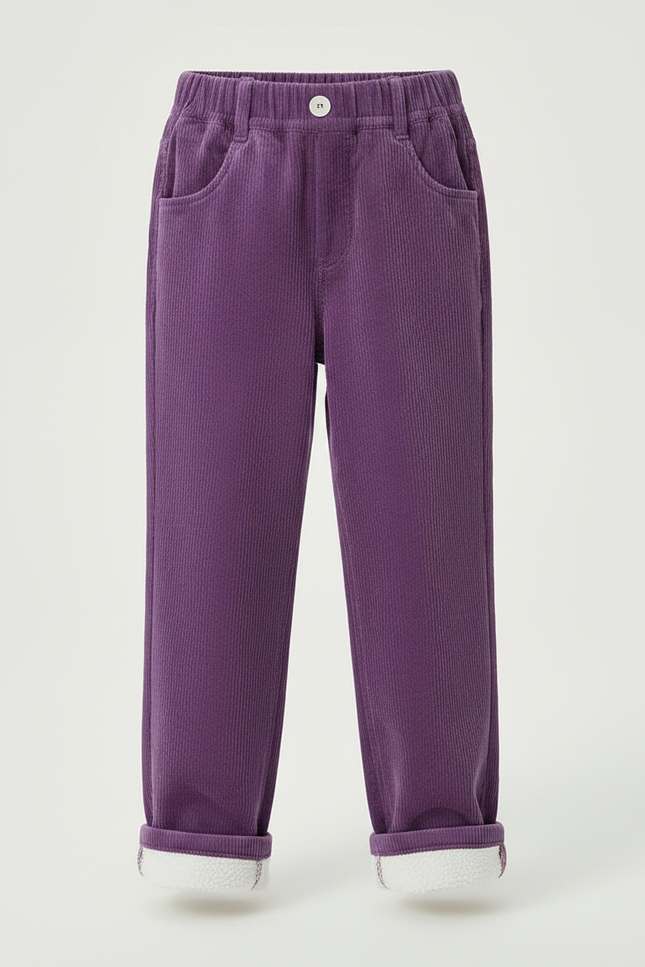 Pantalon Velours Violet Ample Côtelé Doublé Enfant - vue 3