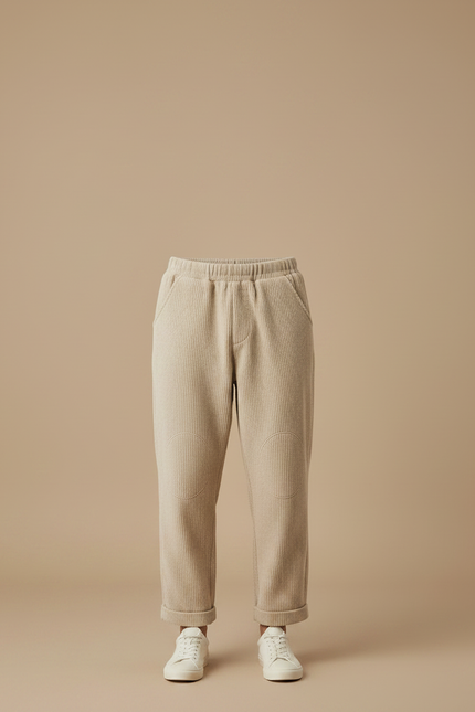 Pantalon Velours Côtelé Beige Ample Homme Confortable - Cordé - vue 3