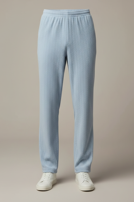 Pantalon Velours Bleu Ciel Côtelé Droit Décontracté - Cordé - vue 3