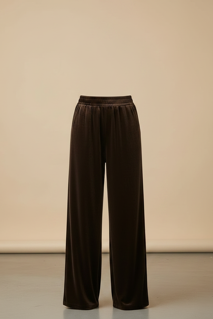 Pantalon Velours Marron Large Fluide Confortable - vue 3