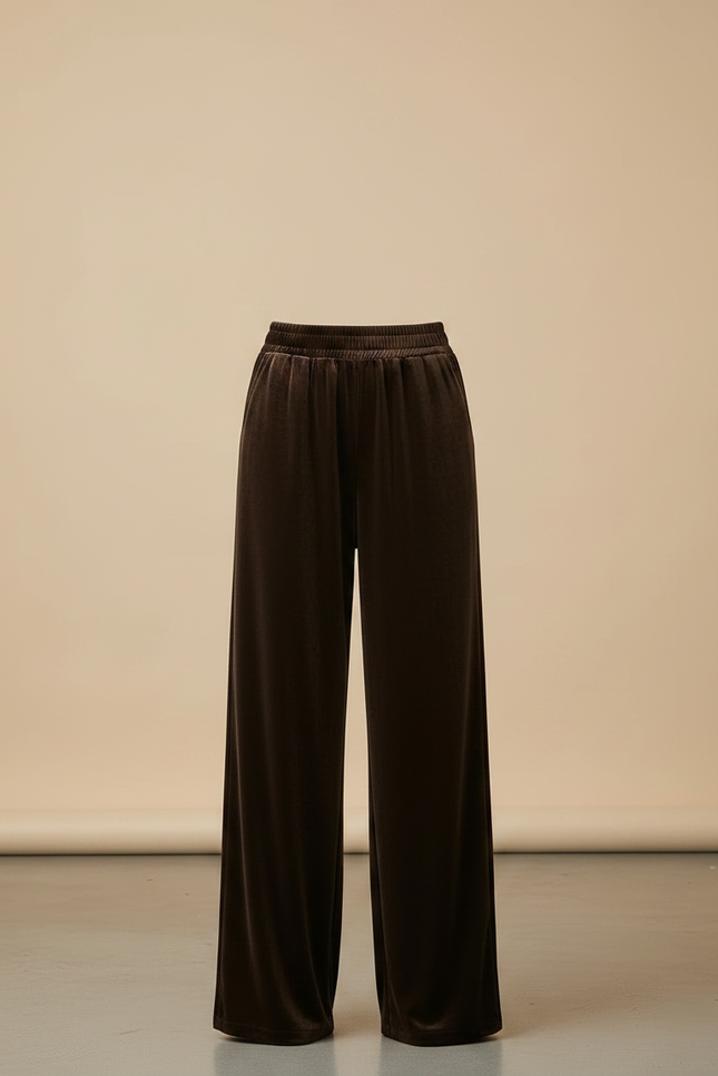 Pantalon Velours Marron Large Fluide Confortable - vue 3