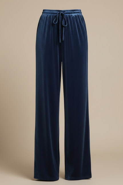 Pantalon Velours Bleu Marine Ample Décontracté Fluide - vue 3