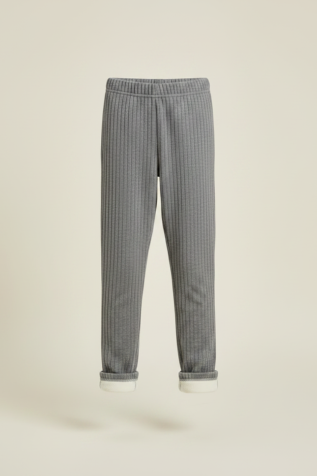 Pantalon Velours Gris Côtelé Enfant Doublé Chaud - Cordé - vue 3