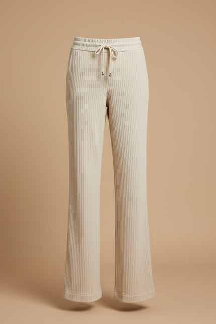 Pantalon Velours Femme Beige Large Côtelé Fin 2 - Maille - vue 3