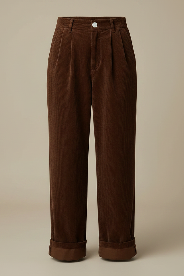 Pantalon Velours Côtelé - Marron Femme - Cordé - vue 3
