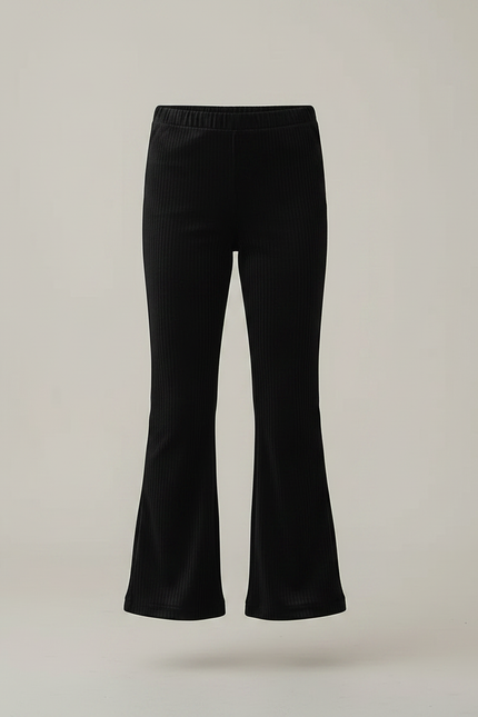 Pantalon Velours Noir Côtelé Évasé Fille - Cordé - vue 3