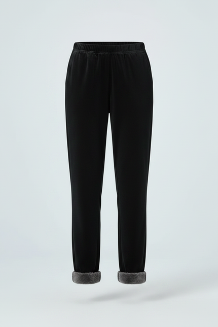 Pantalon Velours Noir Coupe Droite Doublé Chaud - vue 3