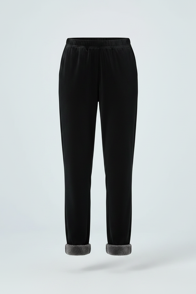 Pantalon Velours Noir Coupe Droite Doublé Chaud - vue 3