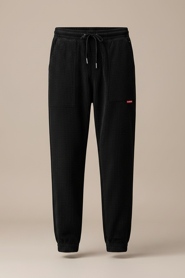 Pantalon Velours Noir Côtelé Jogger Homme Décontracté - Cordé - vue 3