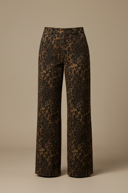 Pantalon Velours Léopard Ample Marron Hiver Femme - vue 3
