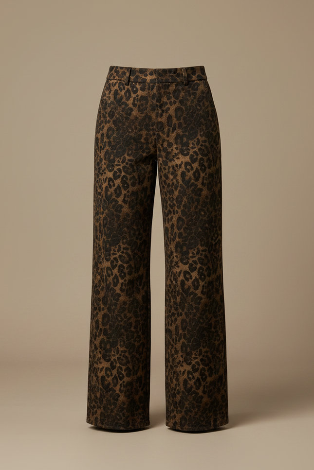 Pantalon Velours Léopard Ample Marron Hiver Femme - vue 3