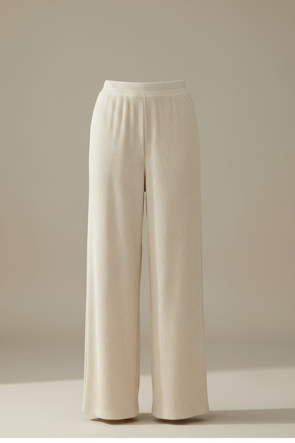 Pantalon Velours Beige Côtelé Large Fluide Femme - vue 3