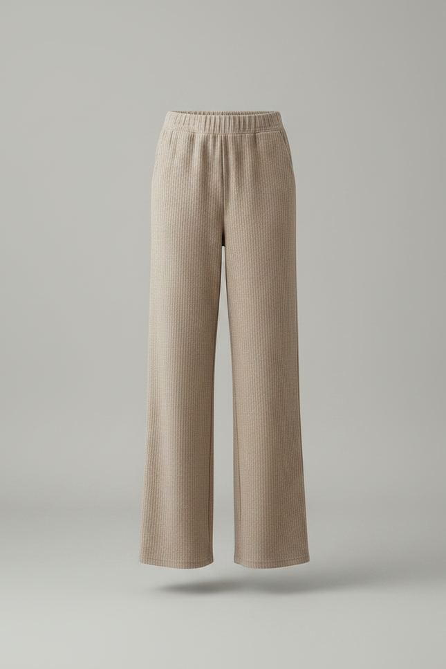 Pantalon Velours Côtelé Large Confortable Beige - Cordé - vue 3