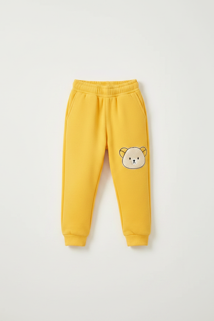Pantalon Velours Jaune Brodé Ourson Enfant Doux - vue 3