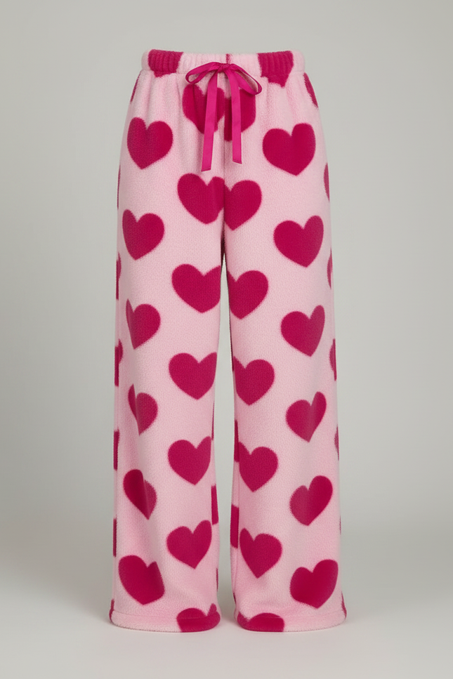 Pantalon Velours Rose Cœurs Ample Doux Femme - vue 3
