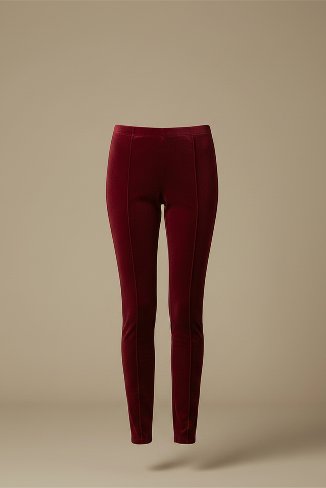 Pantalon Velours Rouge Bordeau Slim Confortable Femme - Bordeaux - vue 3