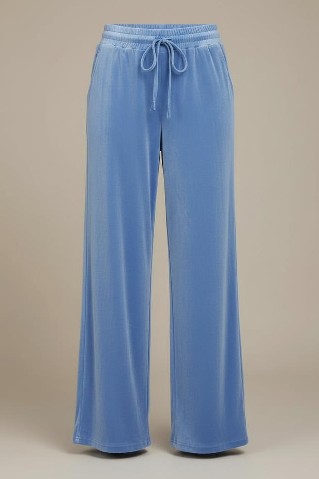 Pantalon Velours Bleu Ciel Fluide Décontracté Femme - vue 3