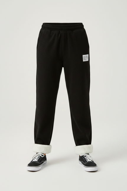 Pantalon Velours Noir Côtelé Doublé Chaud Enfant - Cordé - vue 3