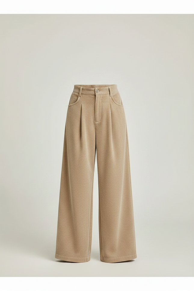 Pantalon Velours Beige Côtelé Ample Garçon Décontracté - Cordé - vue 3
