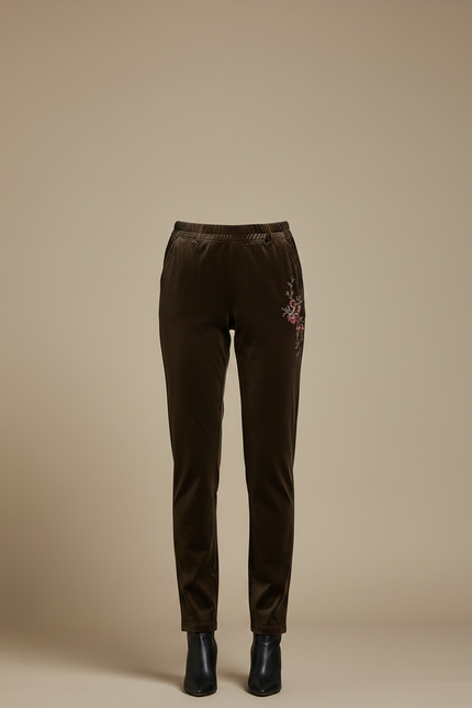 Pantalon Fuseau Velours Femme - Marron - vue 3