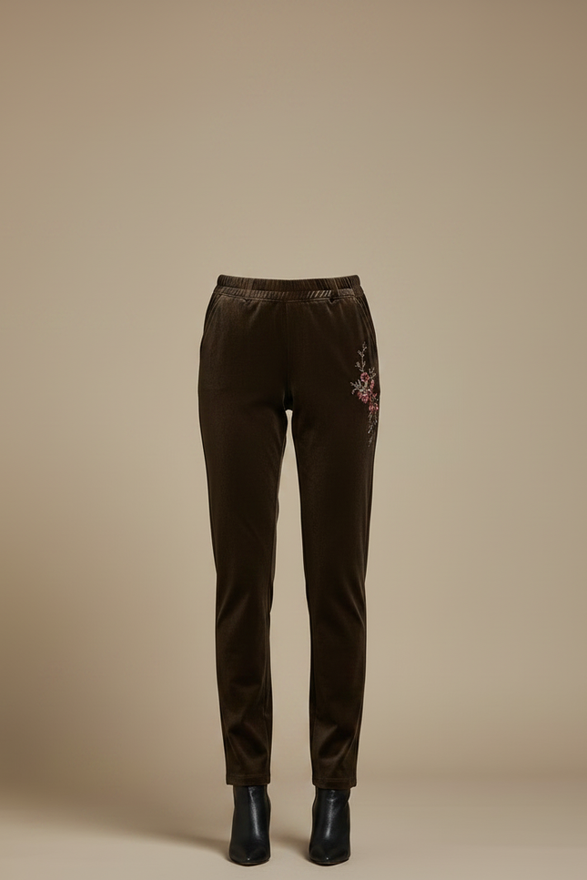 Pantalon Fuseau Velours Femme - Marron - vue 3