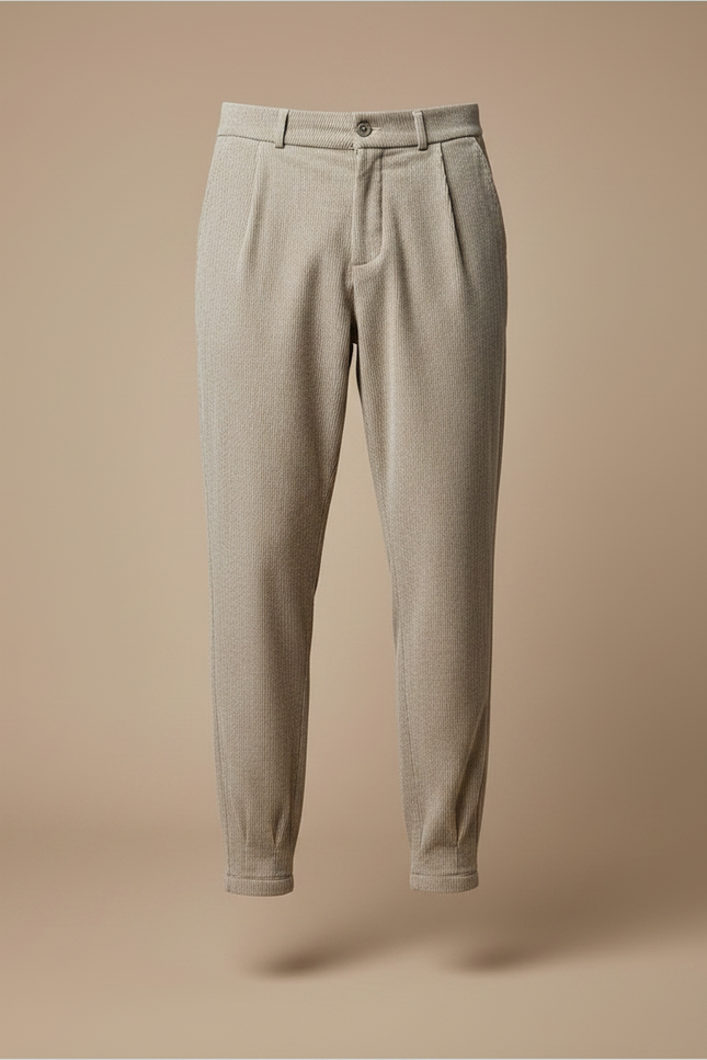 Pantalon Velours Beige Côtelé Plissé Décontracté Homme - Cordé - vue 3