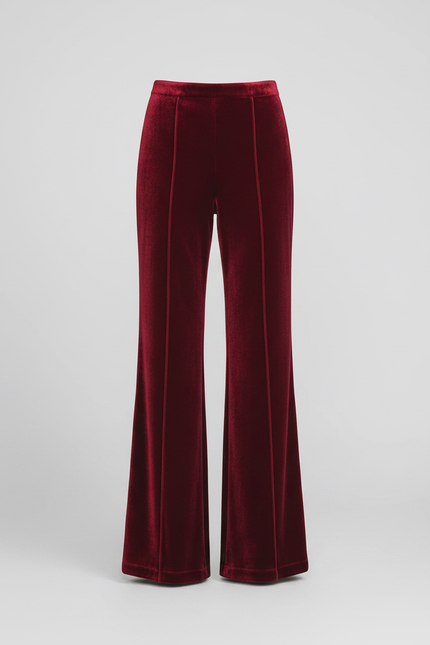 Pantalon Velour Taille Haute Femme - Bordeaux Velours - vue 3