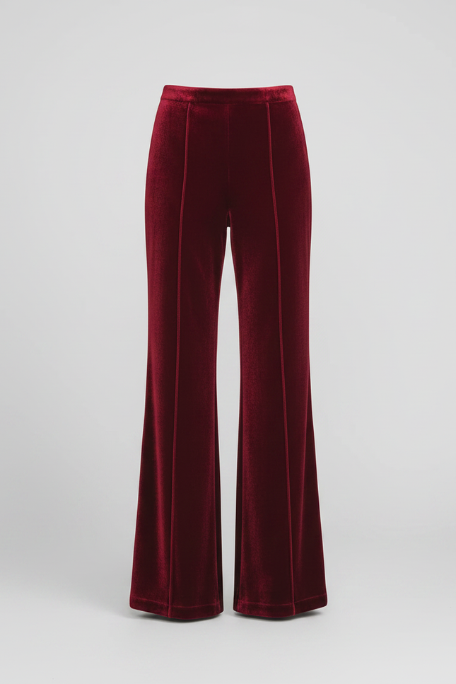 Pantalon Velour Taille Haute Femme - Bordeaux Velours - vue 3