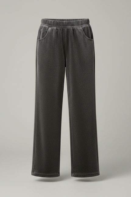 Pantalon Velours Gris Droit Ample Décontracté Enfant - vue 3