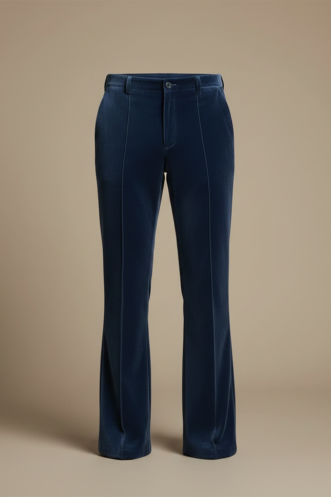 Pantalon Velours Bleu Marine Évasé Homme Élégant - vue 3