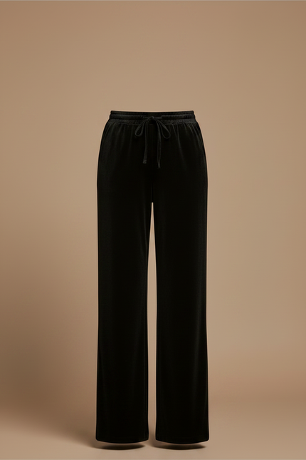 Pantalon Velours Noir Ample Droit Élégant - vue 3