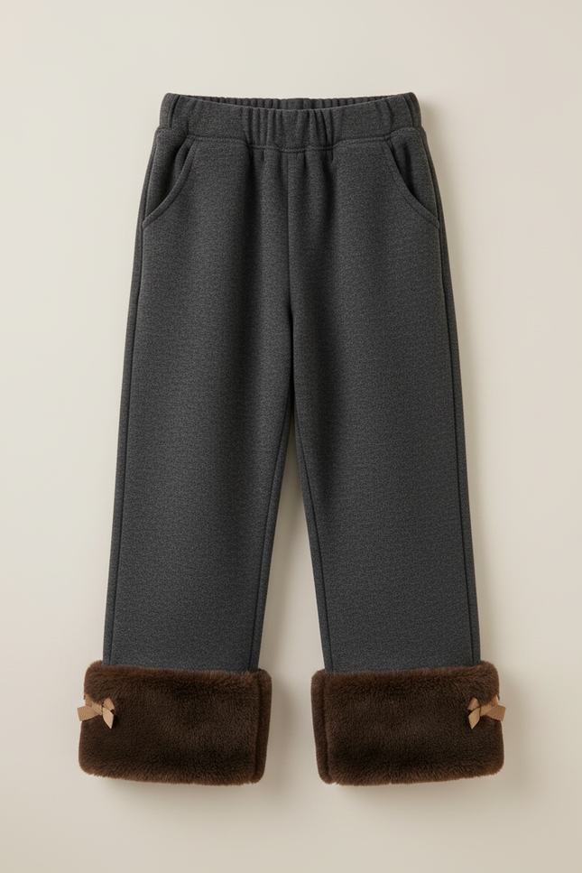 Pantalon Velours Noir Doublé Chaud Élastiqué Fille - vue 3