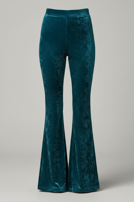 Pantalon Velours Évasé Vert Canard Taille Haute - vue 3