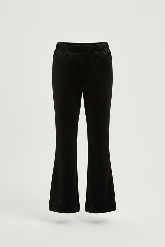 Pantalon Velours Noir Évasé Côtelé Fille - Cordé - vue 3