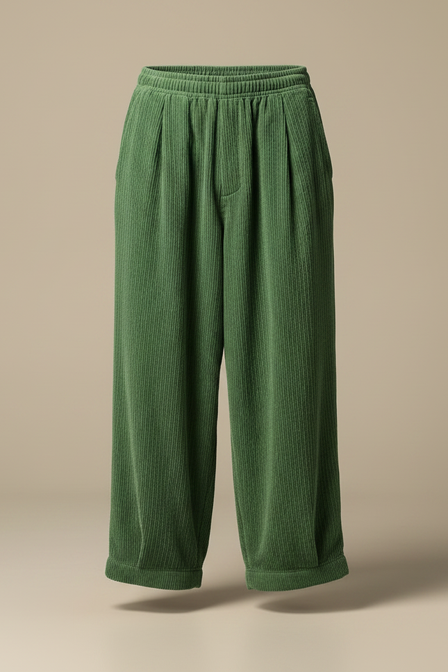 Pantalon Velours Cotelé Homme Grande Taille - Vert Cordé - vue 3