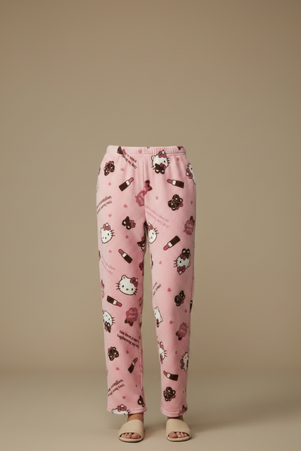 Pantalon Velours Rose Hello Kitty Ample Doux - vue 3