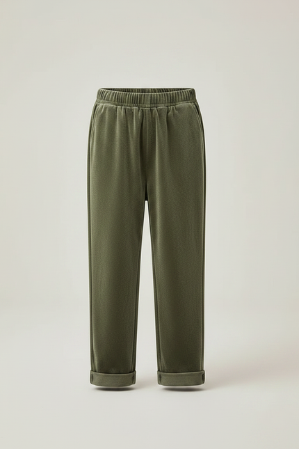 Pantalon Velours Vert Ample Élastique Confortable Garçon - Kaki - vue 3