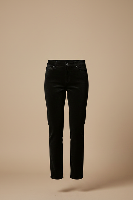 Pantalon Velours Noir Droit Élastique Femme - Cordé - vue 3
