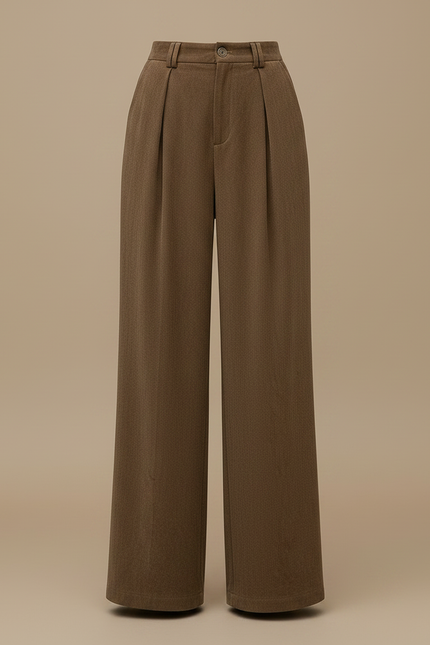 Pantalon Velours Marron Ample Fluide Décontracté Femme - vue 3